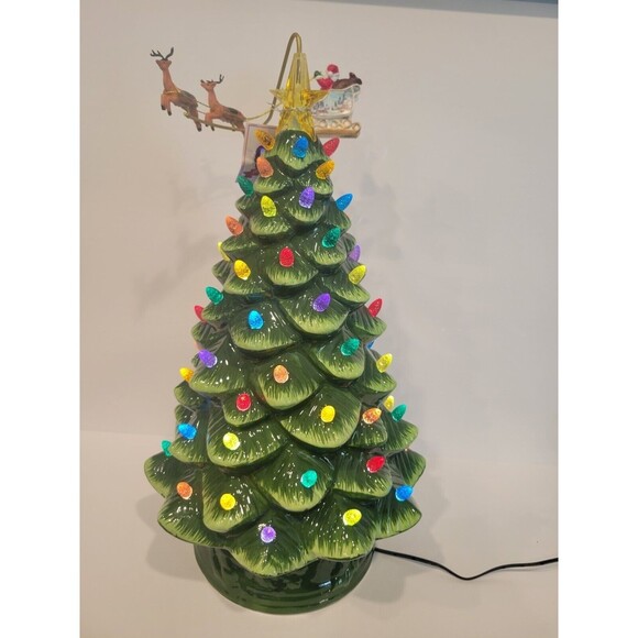 Mr. Christmas 16" Animated Ceramic Nostalgic Christmas Tree Rotating Black Santa - Picture 4 of 15